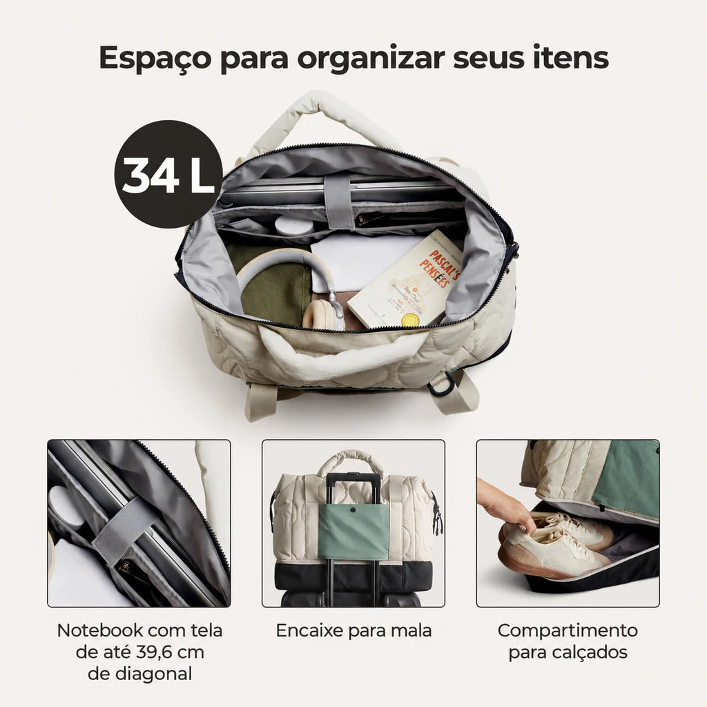 Interior, notebook, encaixe para mala e calçados — bolsa boston duffle 34l Bags Mart cor Verde Exército
