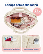 Capacidade e bolsos — bolsa boston puffer Bags Mart cor Bege