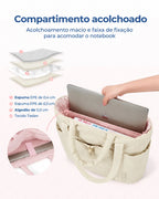 Acolchoamento do compartimento para notebook — bolsa boston puffer Bags Mart cor Bege
