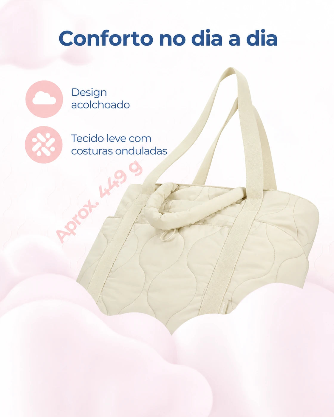 Leveza e acabamento — bolsa boston puffer Bags Mart cor Bege