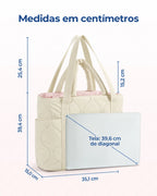 Dimensões em centímetros — bolsa boston puffer Bags Mart cor Bege