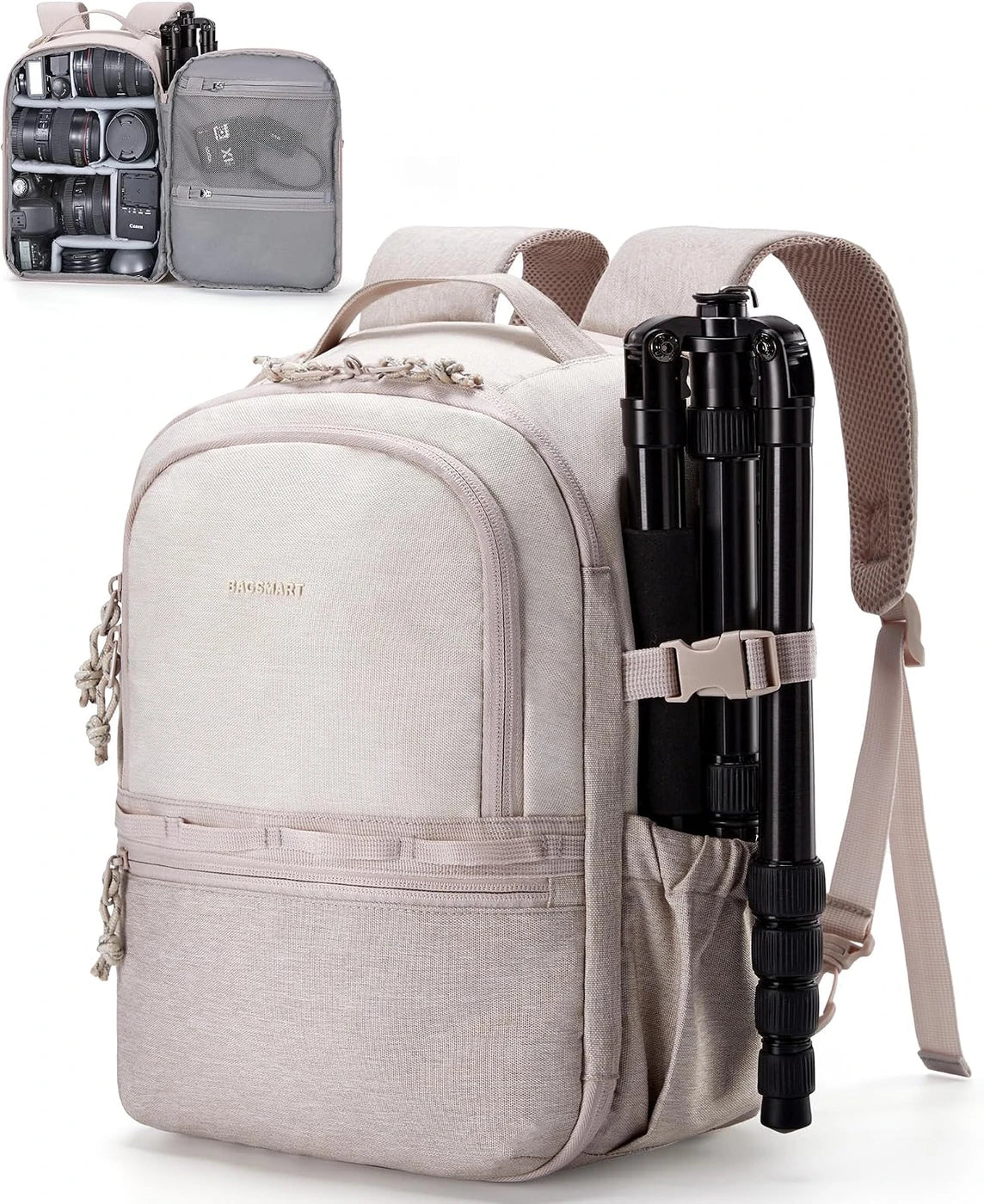 Produto em destaque — mochila camera 2 em 1 Bags Mart cor Bege