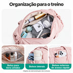 Interior e bolsos organizadores — bolsa ginastica acolchoada 18l, cor Rosa