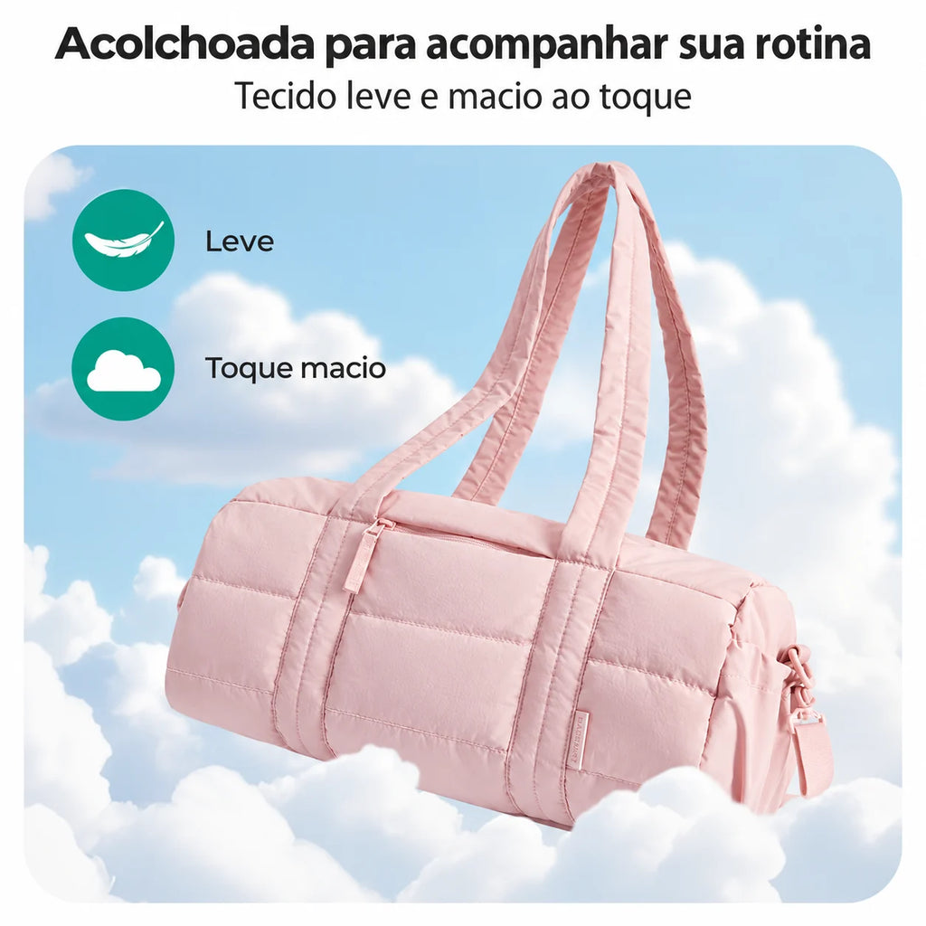 Tecido e acabamento — bolsa ginastica acolchoada 18l, cor Rosa