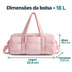 Dimensões em centímetros — bolsa ginastica acolchoada 18l, cor Rosa