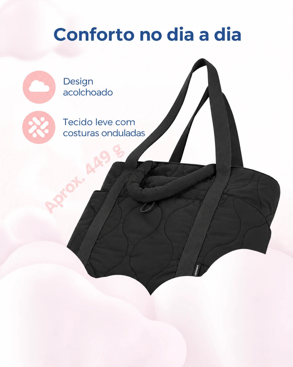 Leveza e acabamento — bolsa boston puffer Bags Mart cor Preto