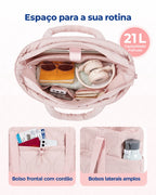 Capacidade e bolsos — bolsa boston puffer Bags Mart cor Rosa