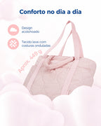 Leveza e acabamento — bolsa boston puffer Bags Mart cor Rosa