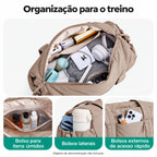 Interior e bolsos organizadores — bolsa ginastica acolchoada 18l, cor Camel