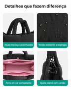 Alças, tecido, forro e ajuste lateral — bolsa acolchoada Bags Mart cor Preto