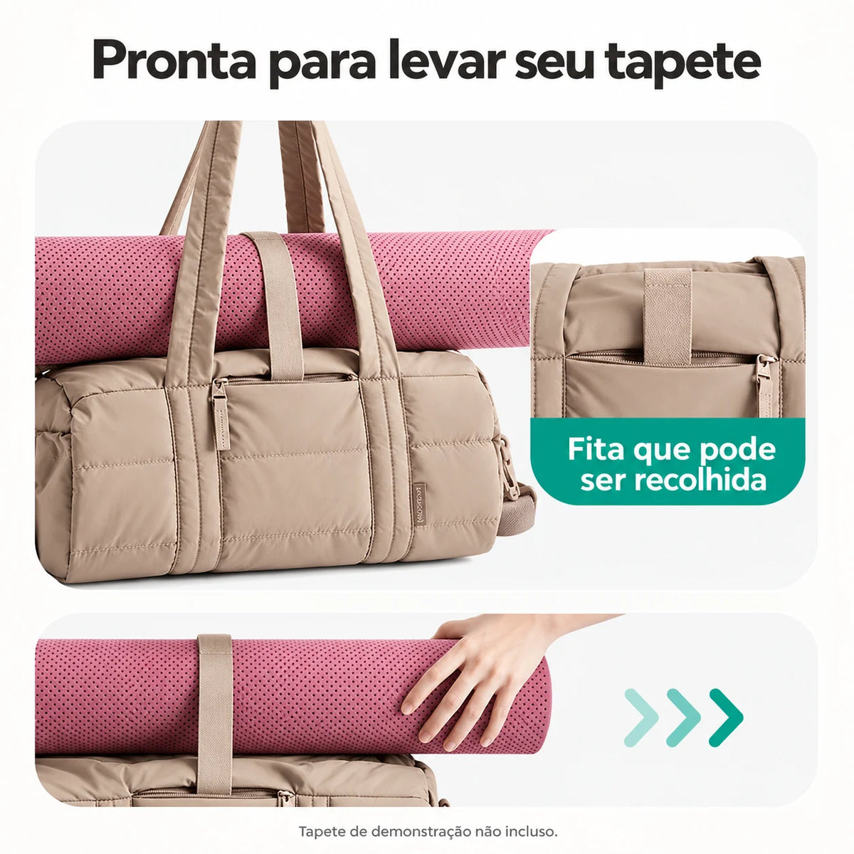 Fita para tapete — bolsa ginastica acolchoada 18l, cor Camel