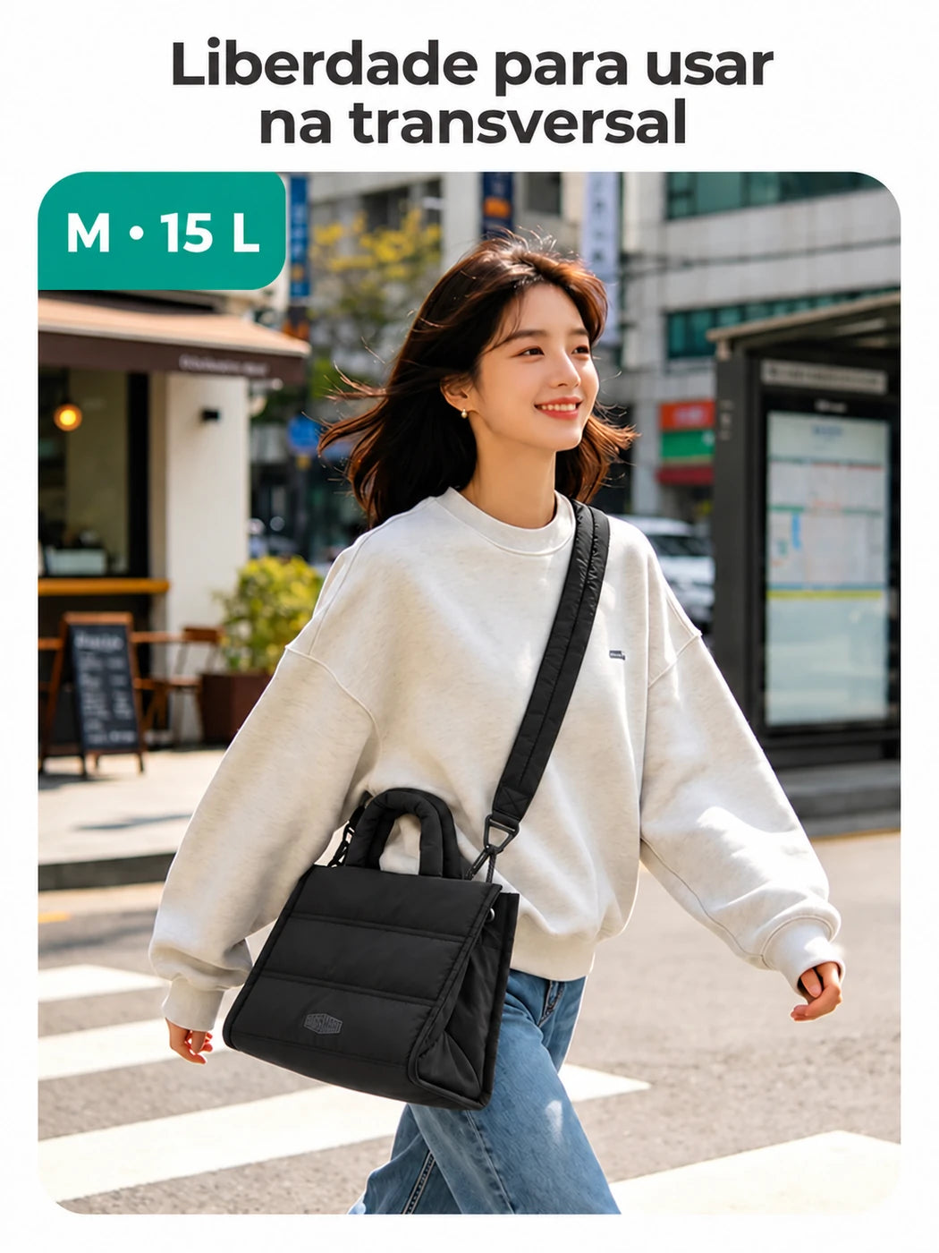 Bolsa em uso — bolsa acolchoada Bags Mart cor Preto, tamanho M