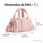 Dimensões em centímetros — bolsa transversal acolchoada Mini5L, cor Rosa