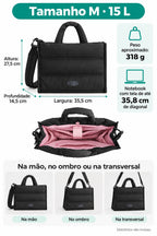 Dimensões em centímetros e peso — bolsa acolchoada Bags Mart cor Preto, tamanho M