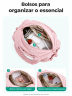 Interior com bolso de zíper e bolsos organizadores — bolsa transversal acolchoada Mini5L, cor Rosa
