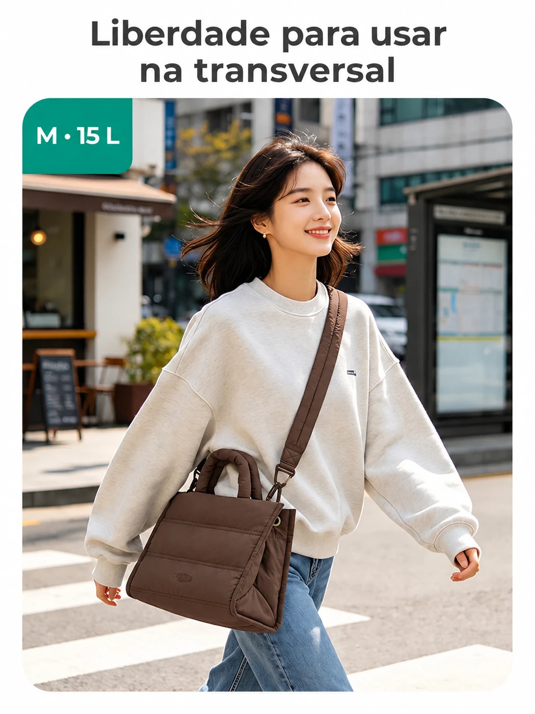 Bolsa em uso — bolsa acolchoada Bags Mart cor Marrom, tamanho M