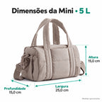 Dimensões em centímetros — bolsa transversal acolchoada Mini5L, cor Camel