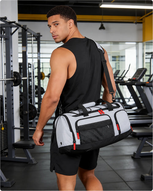 Produto em uso — bolsa ginastica 3 em 1 35l Bags Mart cor Cinza