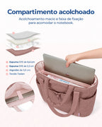 Acolchoamento e fixação do notebook — bolsa Boston puffer Bags Mart cor Rosa Escuro