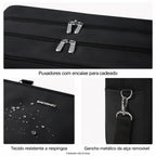 Zíperes, tecido e alça removível — bolsa de viagem com compartimento para notebook, cor Preto