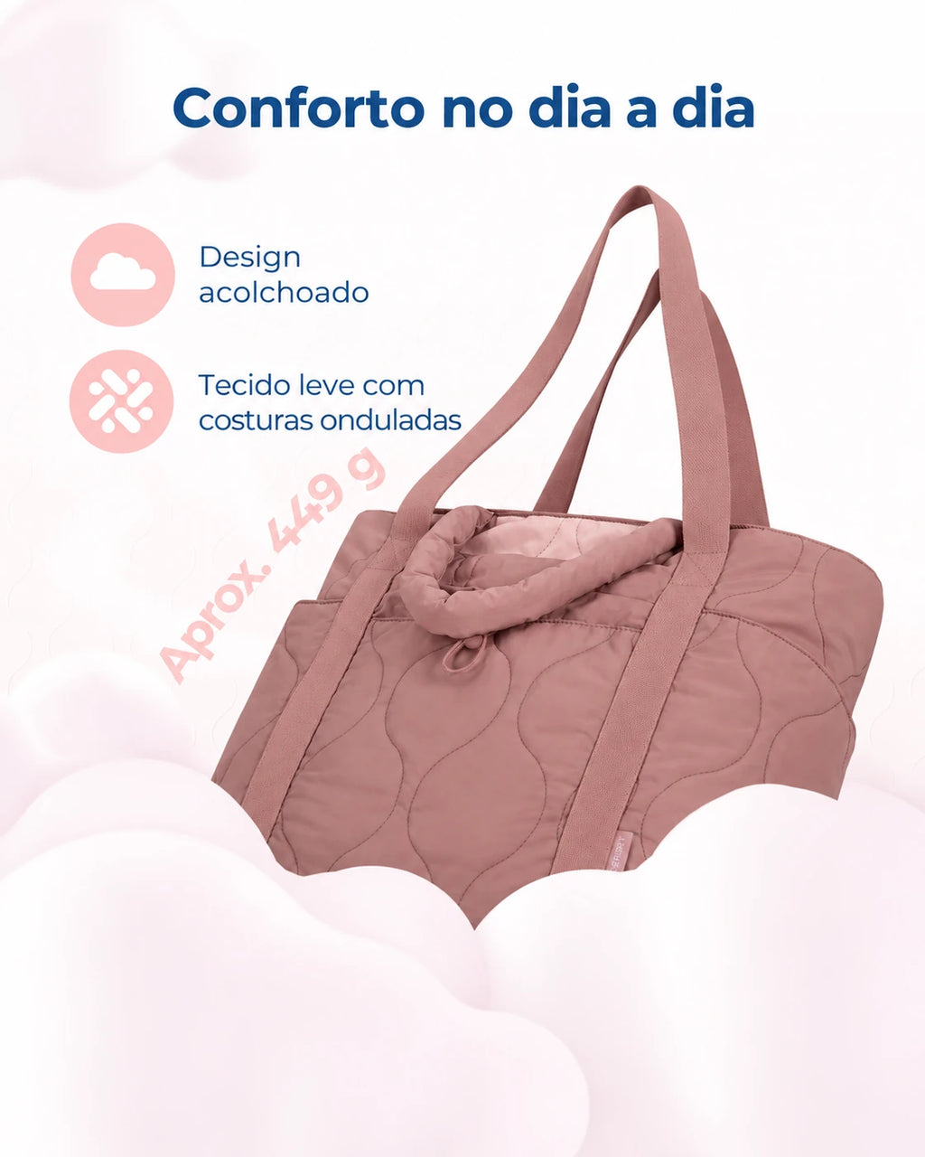 Leveza e acabamento — bolsa Boston puffer Bags Mart cor Rosa Escuro