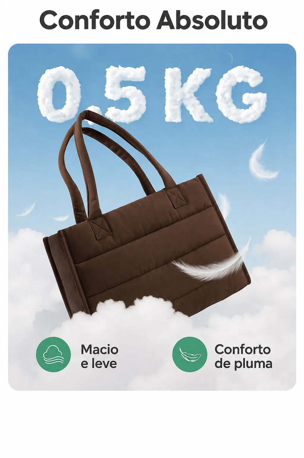 Bolsa Tote Boxy Média - conforto absoluto, cor café