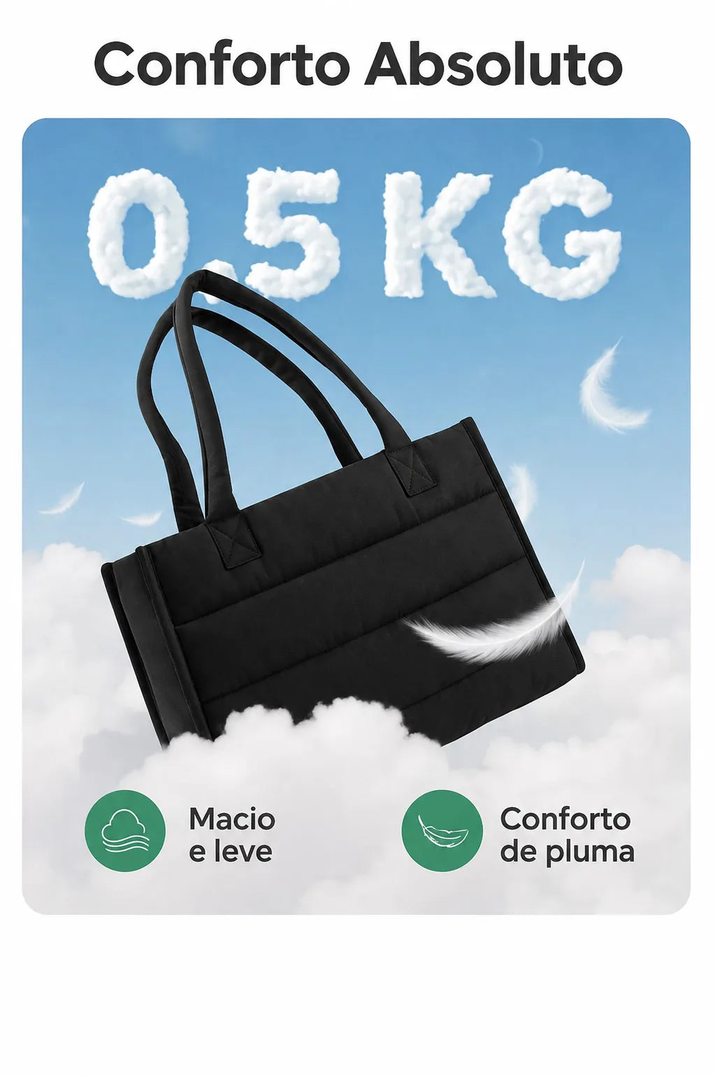 Bolsa Tote Boxy Média - conforto absoluto, cor preta
