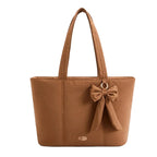 Bolsa Tote Feminina com Laço Grande Capacidade Bags Mart Cor Marrom — Vista externa