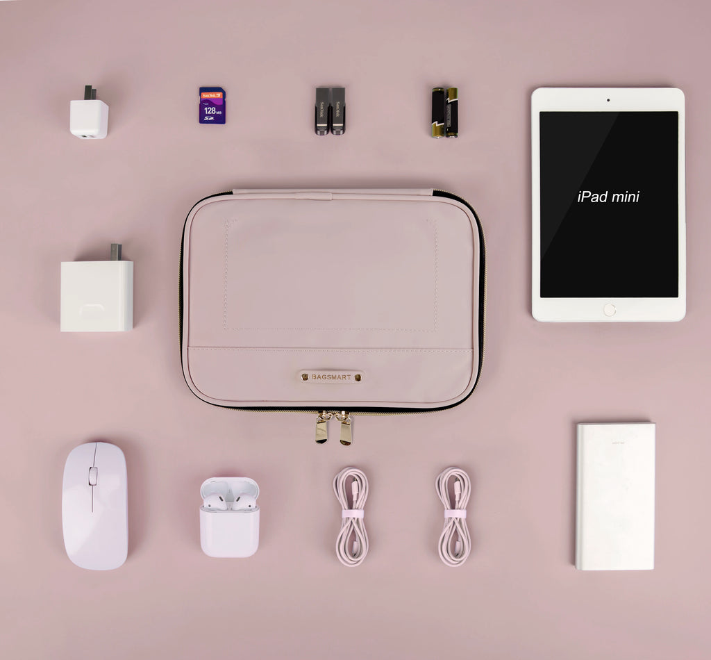 Organizador de Cabos para Viagem à Prova d'Água Bags Mart Cor Rosa