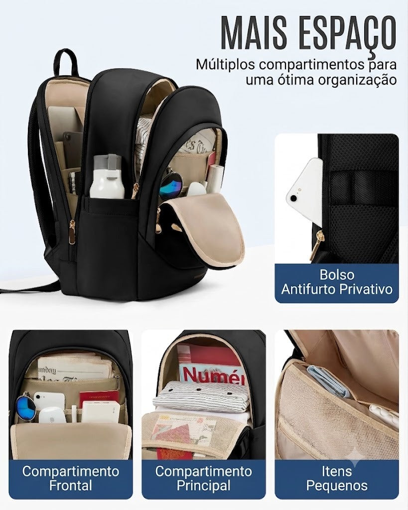Mochila de Viagem Antifurto Bags Mart - Mais Espaço e Organização