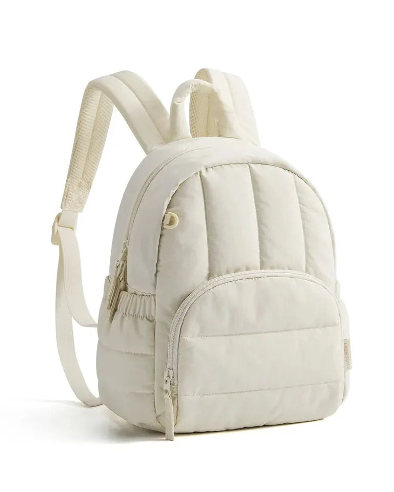 Produto em destaque da mini mochila puffer Bags Mart cor Bege