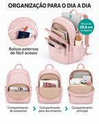 Organização e compartimentos da mochila casual acolchoada Bags Mart cor Rosa