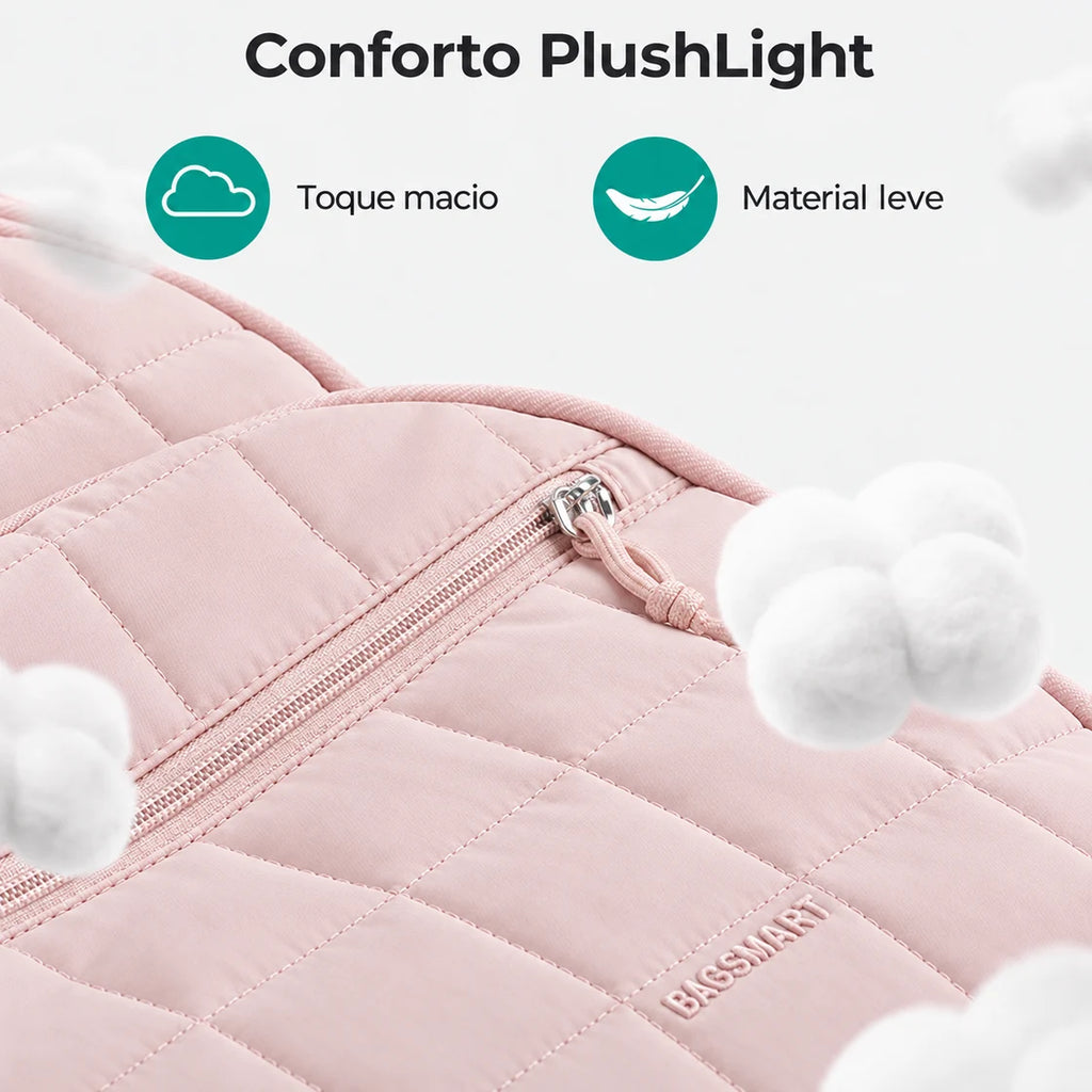 Textura e acabamento da mochila casual acolchoada Bags Mart cor Rosa