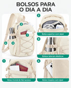 Bolsos e compartimentos da mini mochila esportiva Bags Mart cor Bege