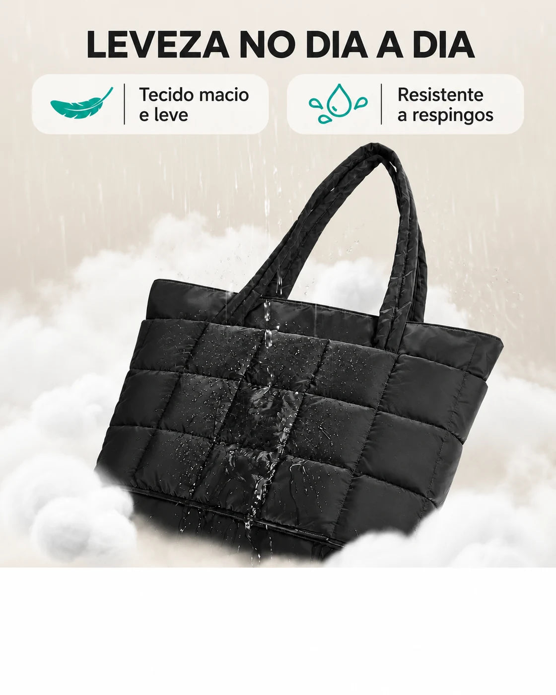 Tecido e conforto da tote expansivel Bags Mart cor Preto