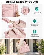 Acabamentos e alças da tote transversal Bags Mart cor Rosa