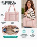 Dimensões em centímetros da tote transversal Bags Mart cor Rosa