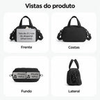 Bolsa de Ombro Feminina Casual Acolchoada Bags Mart Cor Preto — frente, costas, fundo e lateral