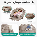 Bolsa de Ombro Feminina Casual Acolchoada Bags Mart Cor Marrom — interior, compartimentos e bolsos