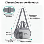 Bolsa de Ombro Feminina Casual Acolchoada Bags Mart Cor Cinza Escuro — dimensões em centímetros