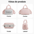 Bolsa de Ombro Feminina Casual Acolchoada Bags Mart Cor Rosa — frente, costas, fundo e lateral