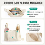 Bolsa Hobo Transversal para Faculdade Bags Mart Cor Bege — interior e bolsos