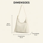 Bolsa Hobo Transversal para Faculdade Bags Mart Cor Bege — dimensões em centímetros