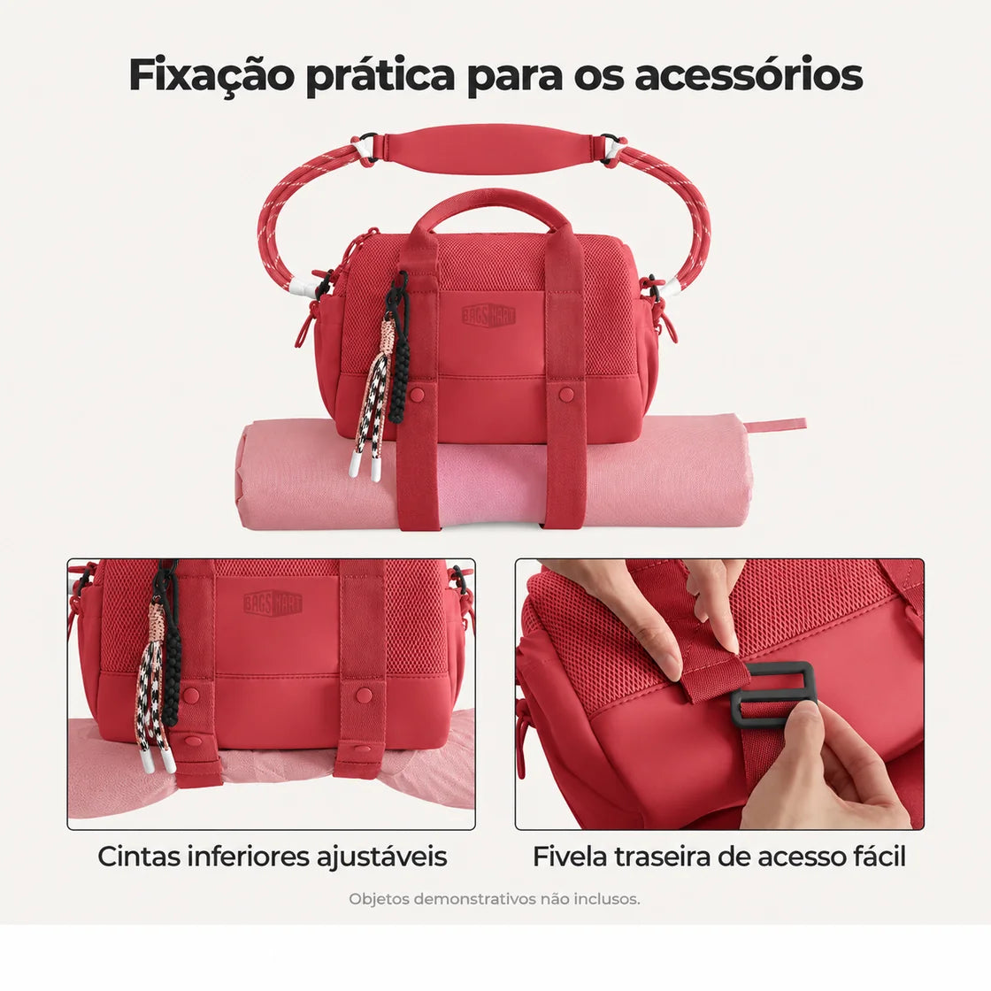 Bolsa Boston Mini 5,5 L Bags Mart Cor Vermelha — cintas inferiores e fivela