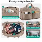 Bolsa Boston com Rodas Bags Mart Cor Cáqui — interior e compartimentos