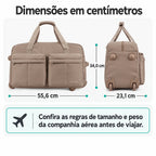 Bolsa Boston com Rodas Bags Mart Cor Cáqui — dimensões em centímetros