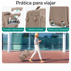 Bolsa Boston com Rodas Bags Mart Cor Cáqui — puxador, apoios e rodas