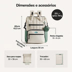 Mochila de Fraldas 25 L com Trocador Bags Mart Cor Verde — dimensões em centímetros