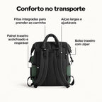 Mochila de Fraldas 25 L com Trocador Bags Mart Cor Preto — alças e painel traseiro