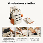 Mochila de Fraldas 25 L com Trocador Bags Mart Cor Laranja — material, bolsos e acabamentos